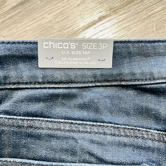 NWT Chicos Girlfriend Slim Ankle Jeans Dark Muted Blue Chicos Sz (3P) U.S. 16P - Picture 7 of 7